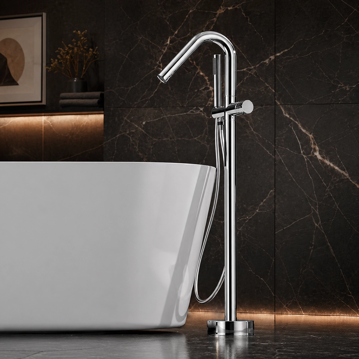 Robinet mitigeur baignoire îlot sur pied chrome Cuba